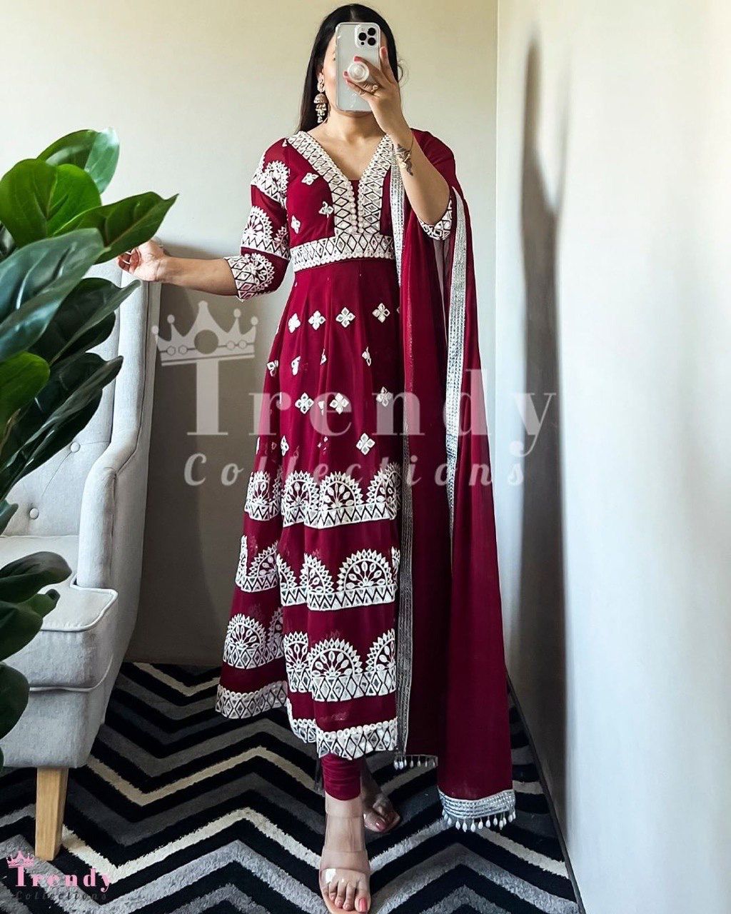 FOX GEORGETTE WITH SEQUENCE EMBROIDERY WORK GOWN Anant Tex Exports Private Limited