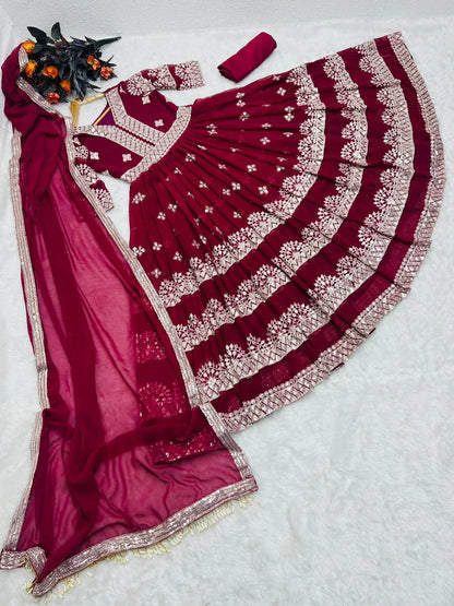 FOX GEORGETTE WITH SEQUENCE EMBROIDERY WORK GOWN Anant Tex Exports Private Limited