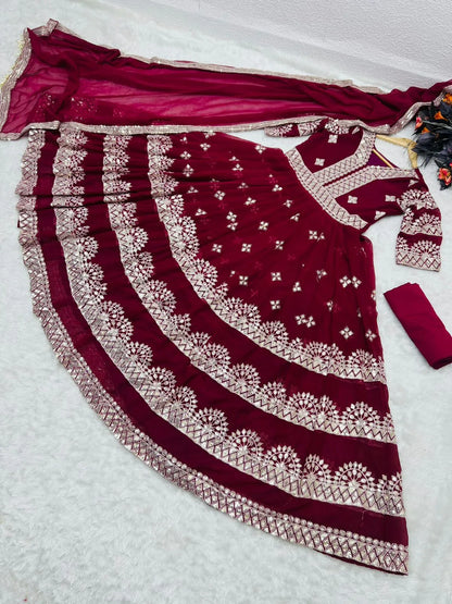FOX GEORGETTE WITH SEQUENCE EMBROIDERY WORK GOWN Anant Tex Exports Private Limited