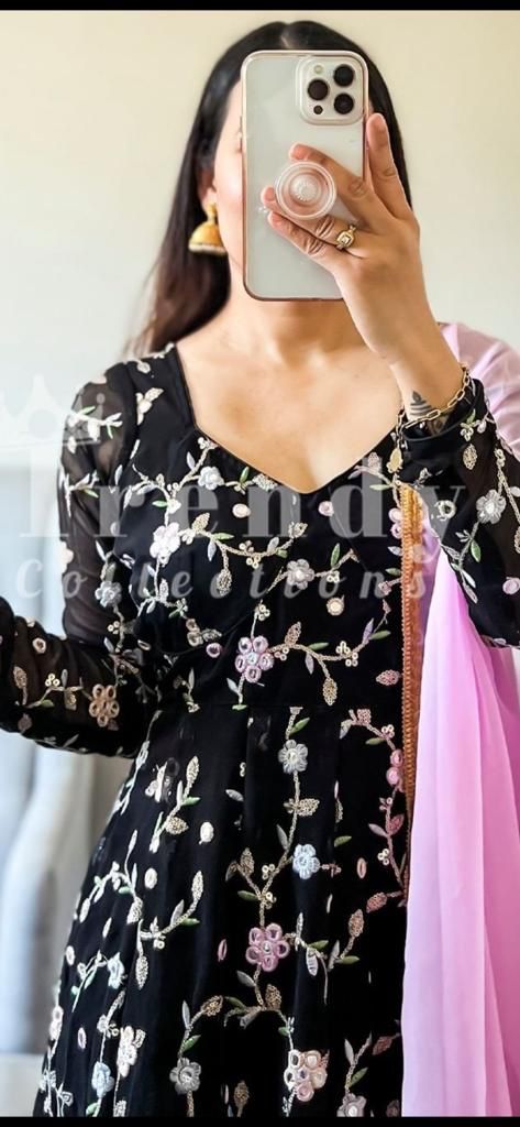 FOX GEORGETTE WITH SEQUENCE EMBROIDERY WORK GOWN Anant Tex Exports Private Limited