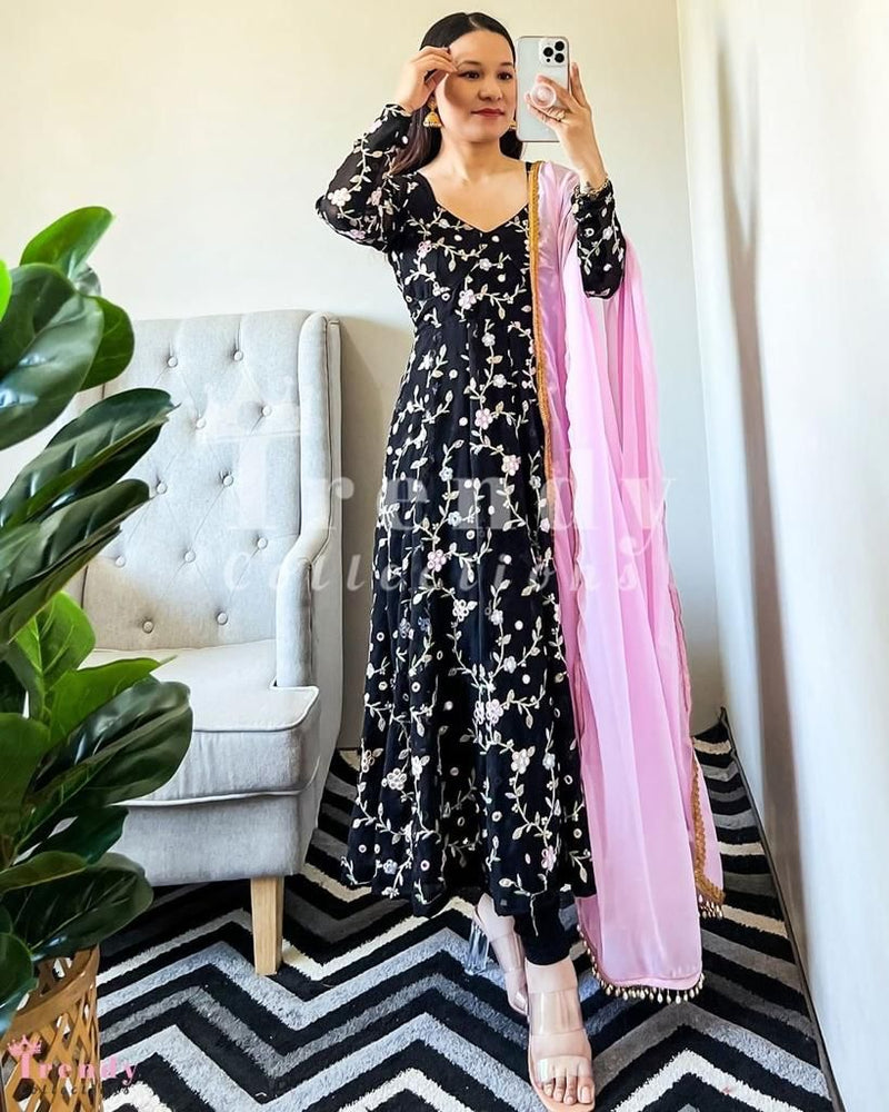 FOX GEORGETTE WITH SEQUENCE EMBROIDERY WORK GOWN Anant Tex Exports Private Limited