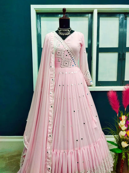Heavy Faux Georgette With Heavy Embroidery Foil Mirror Work Gown Anant Tex Exports Private Limited
