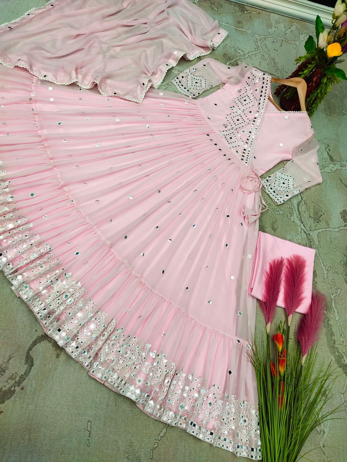Heavy Faux Georgette With Heavy Embroidery Foil Mirror Work Gown Anant Tex Exports Private Limited