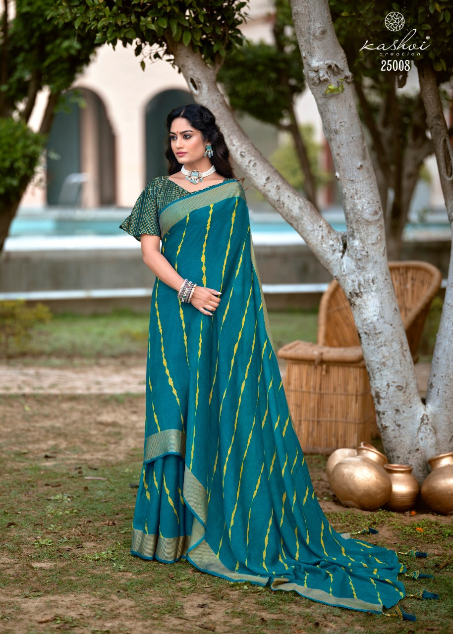 PALASH BUTTERFLY MOSS WITH ZARI BORDER AND EMBROIDERY TASSELS SAREE Anant Tex Exports Private Limited