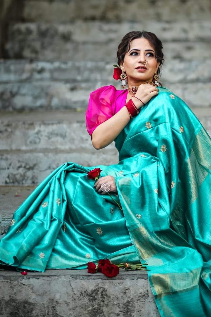 Pure Tussar Embroidery Silk Saree Anant Tex Exports Private Limited