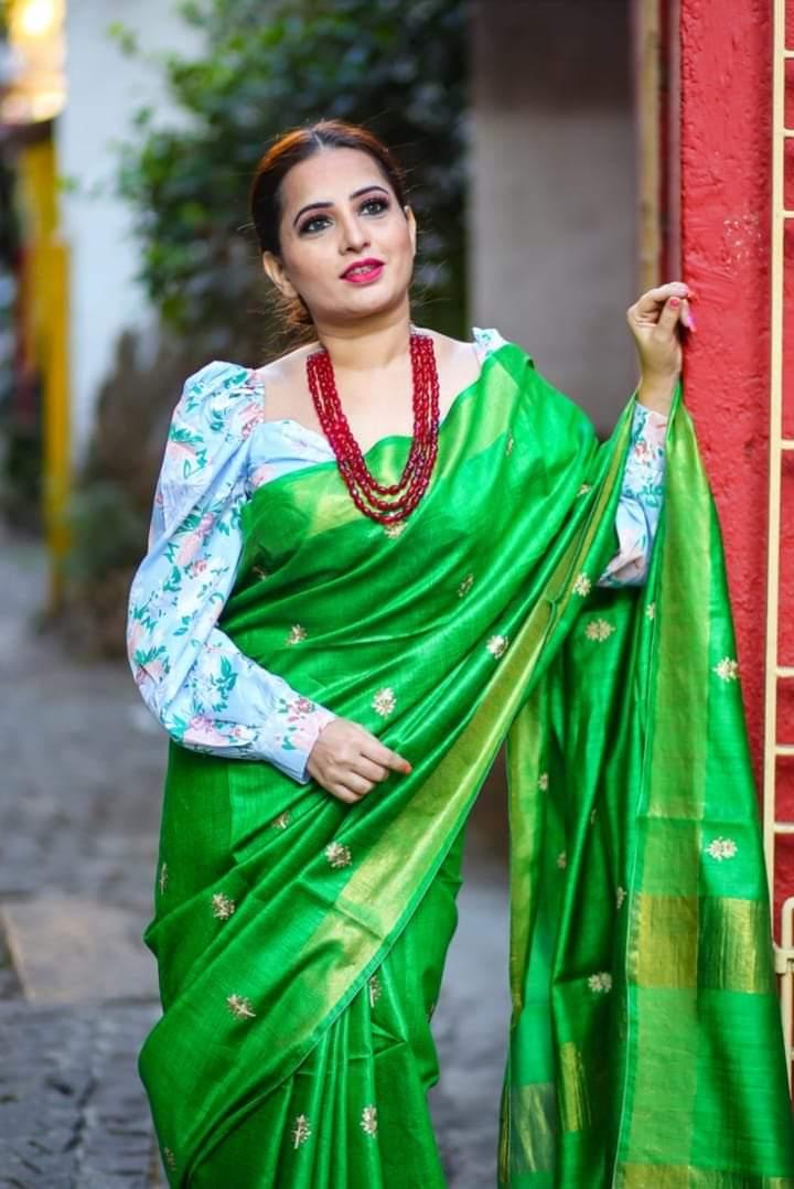 Pure Tussar Embroidery Silk Saree Anant Tex Exports Private Limited