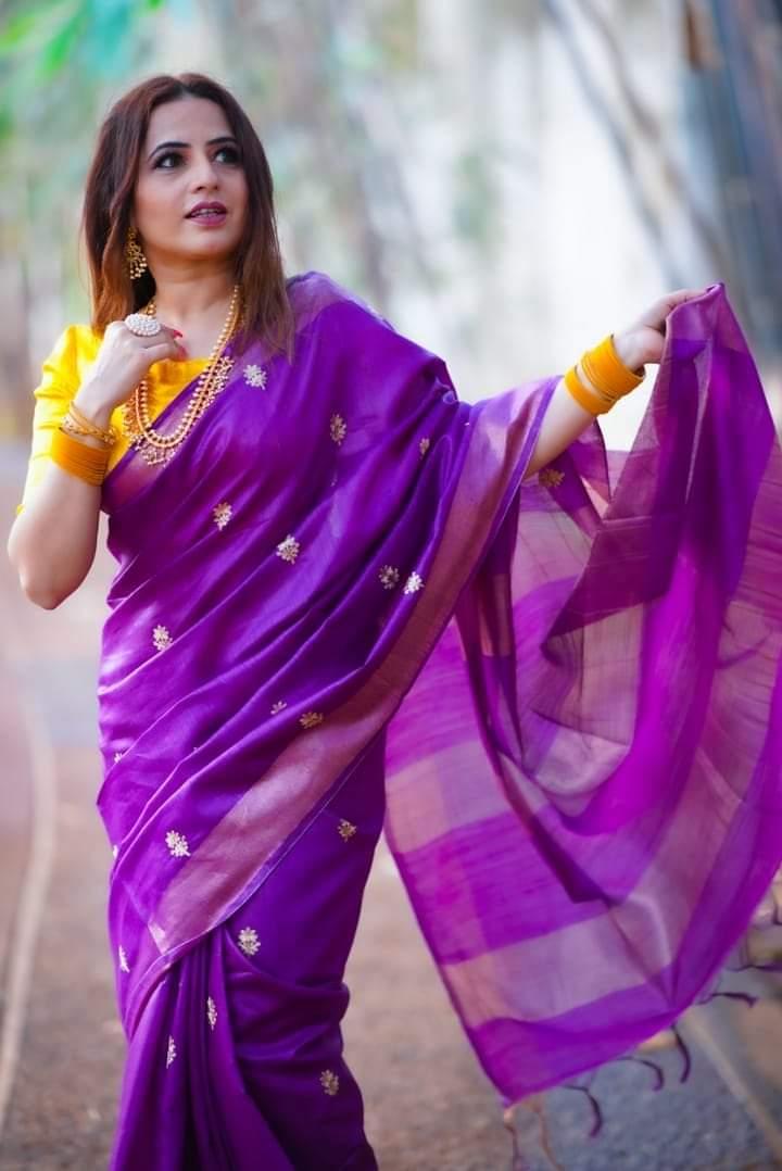 Pure Tussar Embroidery Silk Saree Anant Tex Exports Private Limited