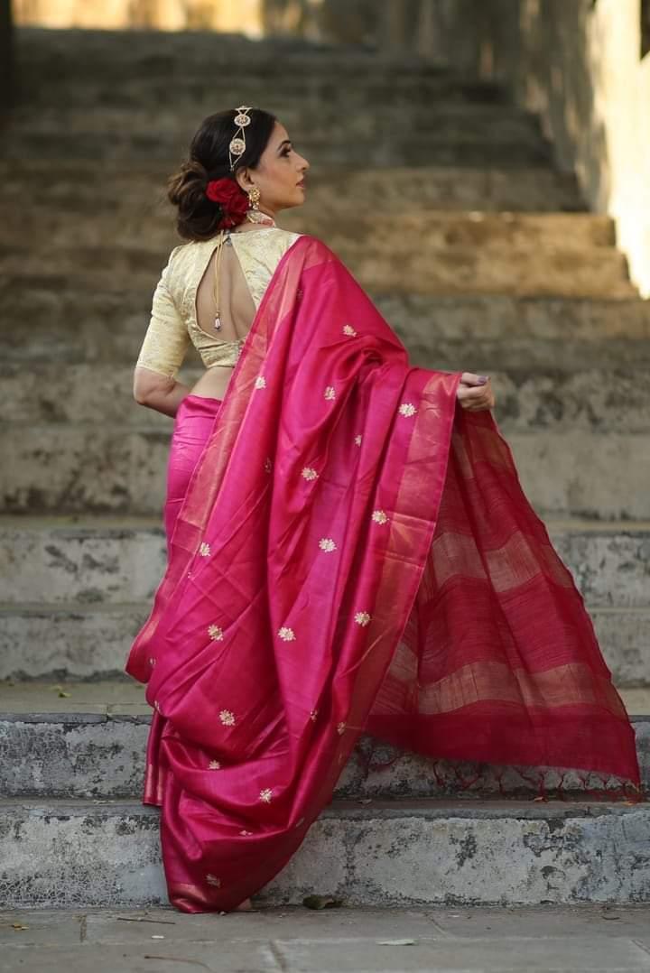 Pure Tussar Embroidery Silk Saree Anant Tex Exports Private Limited