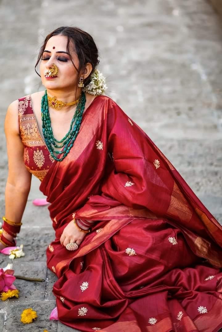 Pure Tussar Embroidery Silk Saree Anant Tex Exports Private Limited