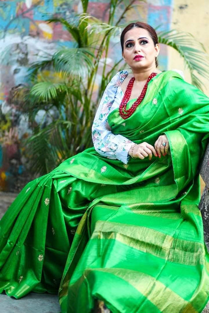 Pure Tussar Embroidery Silk Saree Anant Tex Exports Private Limited