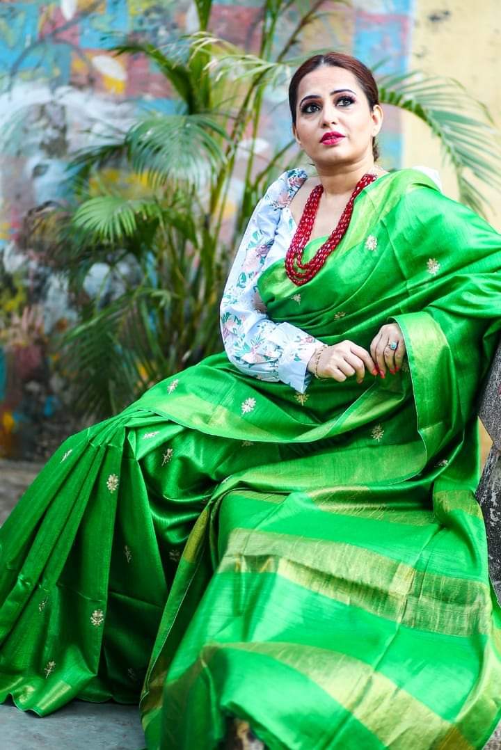 Pure Tussar Embroidery Silk Saree Anant Tex Exports Private Limited