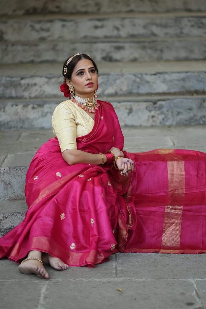 Pure Tussar Embroidery Silk Saree Anant Tex Exports Private Limited