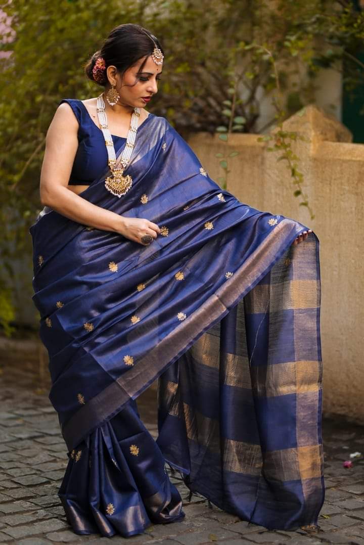 Pure Tussar Embroidery Silk Saree Anant Tex Exports Private Limited
