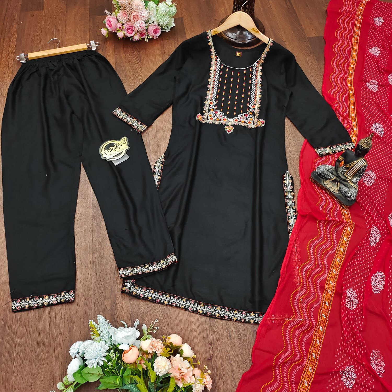 Rayon Fabric With Beautiful Embroidery Work Plazo Suit Anant Tex Exports Private Limited