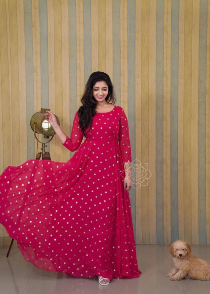 Embroidery Butti Georgette Gown Anant Tex Exports Private Limited