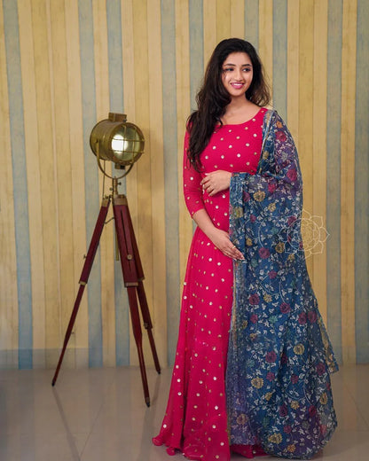 Embroidery Butti Georgette Gown Anant Tex Exports Private Limited