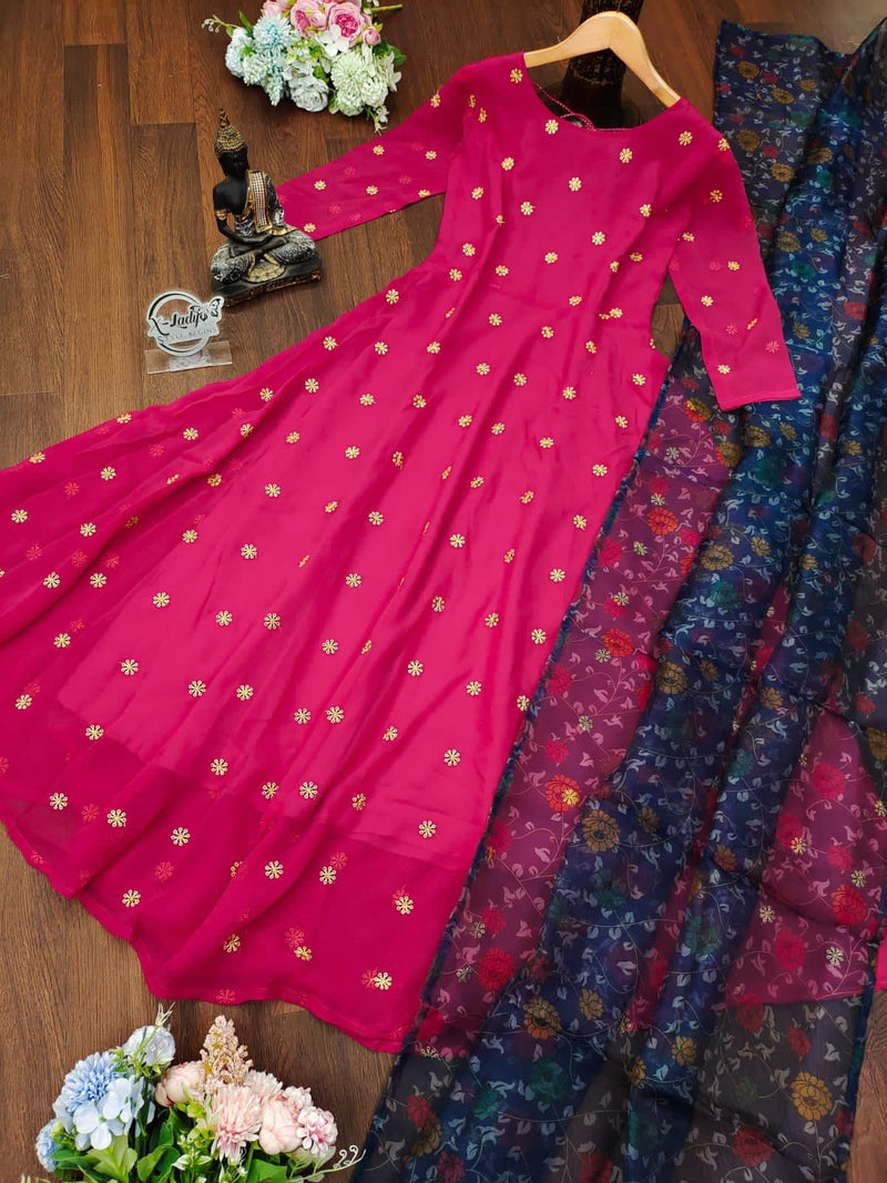 Embroidery Butti Georgette Gown Anant Tex Exports Private Limited