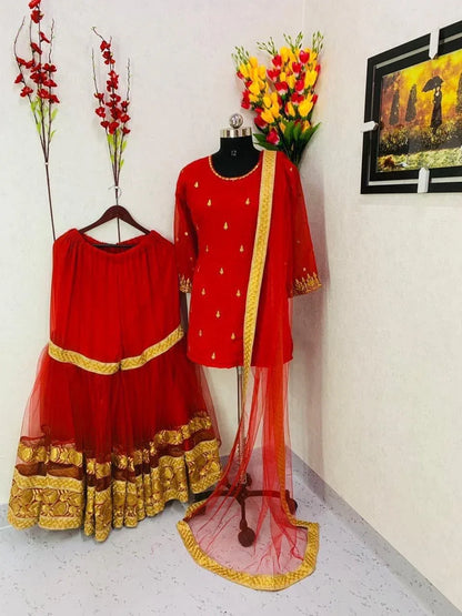 GEORGETTE WITH EMBROIDERY WORK SHARARA PALAZZO SUIT Anant Tex Exports Private Limited