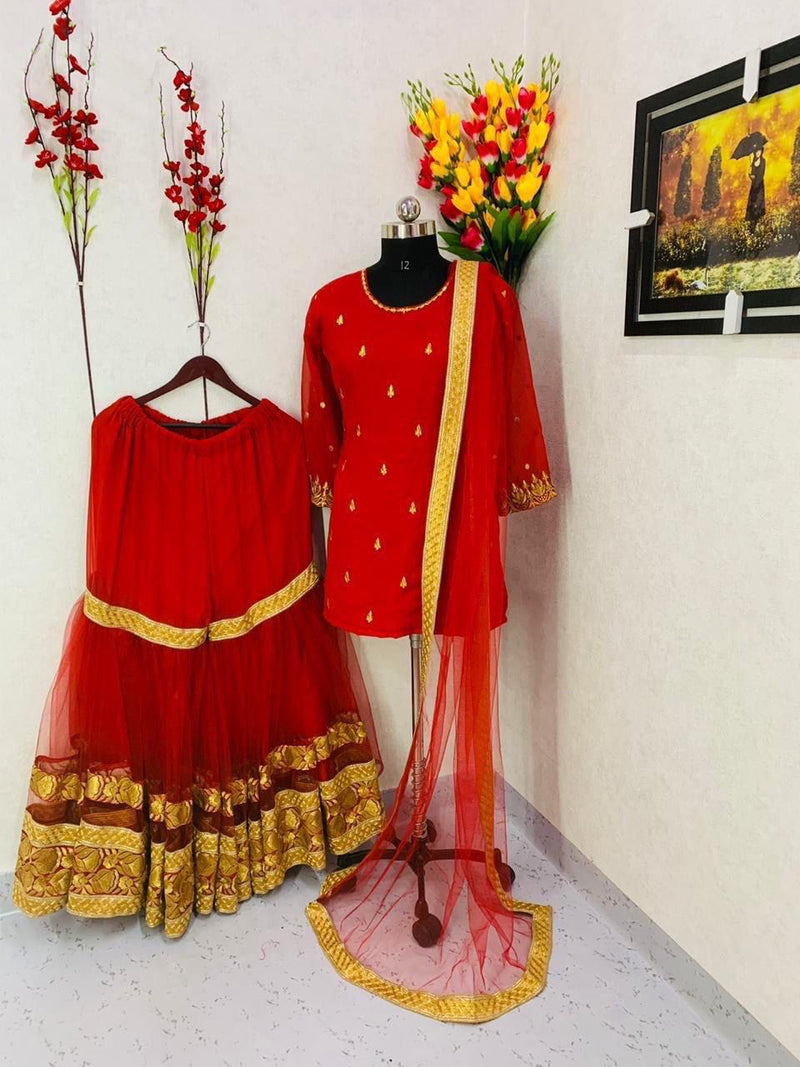 GEORGETTE WITH EMBROIDERY WORK SHARARA PALAZZO SUIT Anant Tex Exports Private Limited