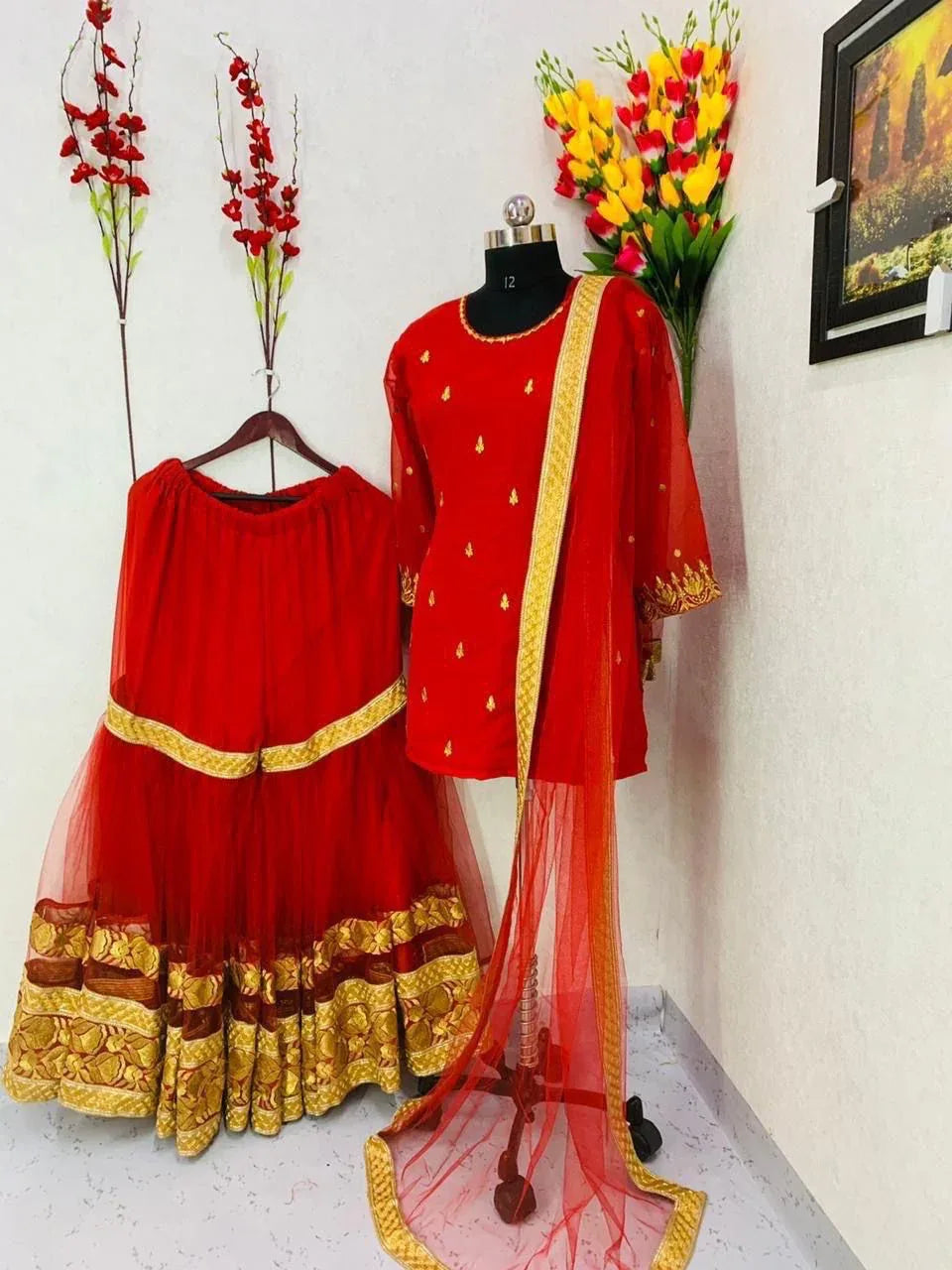 GEORGETTE WITH EMBROIDERY WORK SHARARA PALAZZO SUIT Anant Tex Exports Private Limited