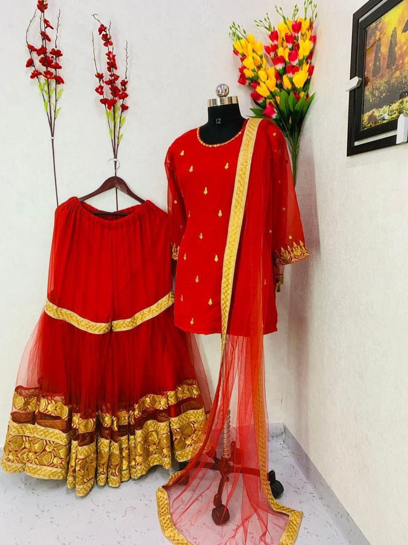 GEORGETTE WITH EMBROIDERY WORK SHARARA PALAZZO SUIT Anant Tex Exports Private Limited