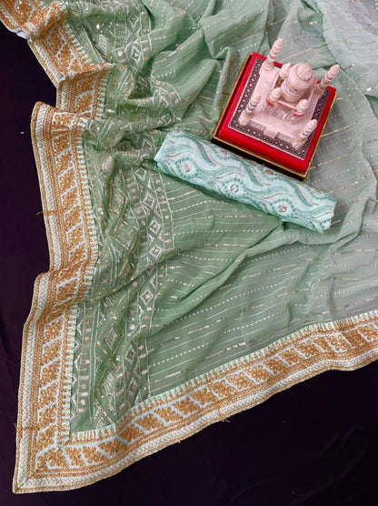 EMBROIDERED ZARI &amp; SEQUINS WORK SAREE Anant Tex Exports Private Limited