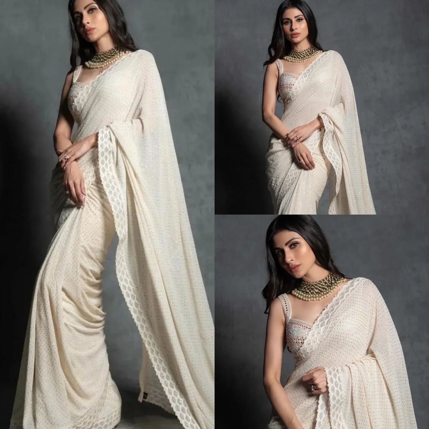 EMBROIDERED ZARI &amp; SEQUINS WORK WITH FOIL PRINT SAREE Anant Tex Exports Private Limited