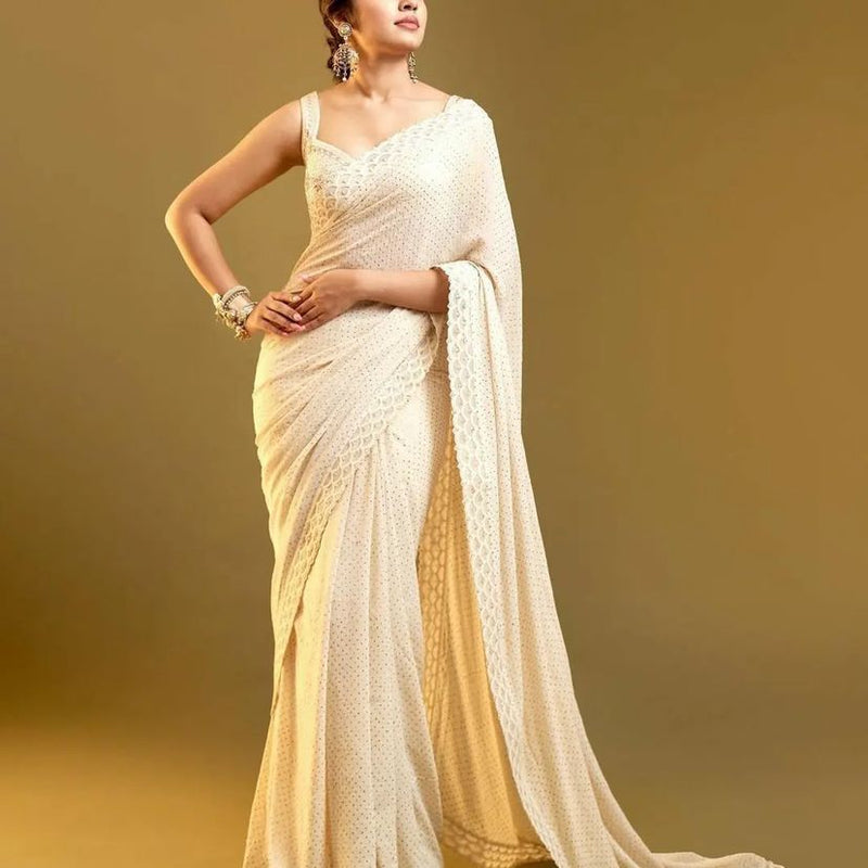 EMBROIDERED ZARI & SEQUINS WORK WITH FOIL PRINT SAREE Anant Tex Exports Private Limited