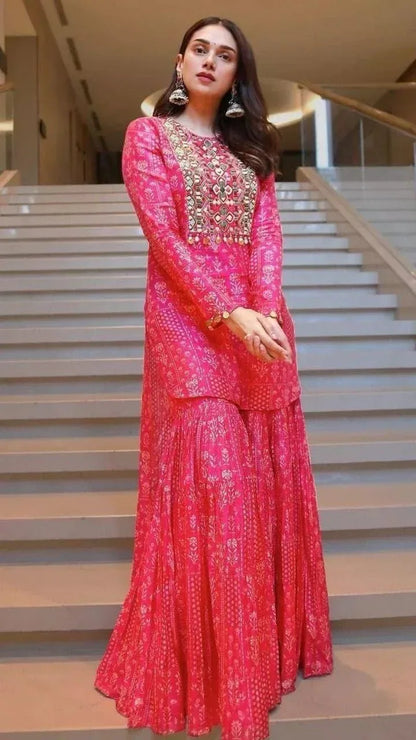 Sharara Set With Knee Length Kurti Anant Tex Exports Private Limited