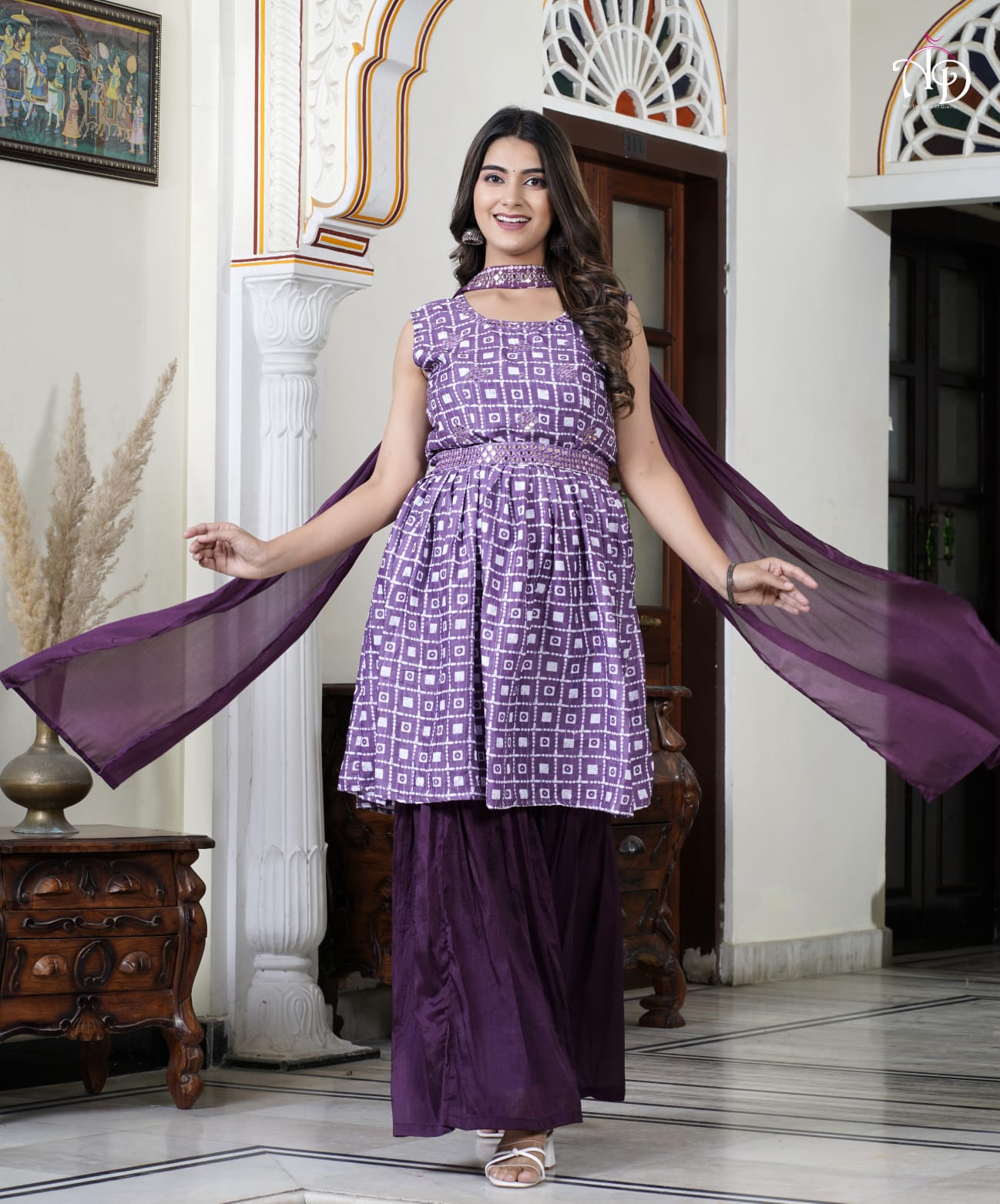 Mona Rayon Cotton Kurti with Sharara and Dupatta – Mina Designer Collection