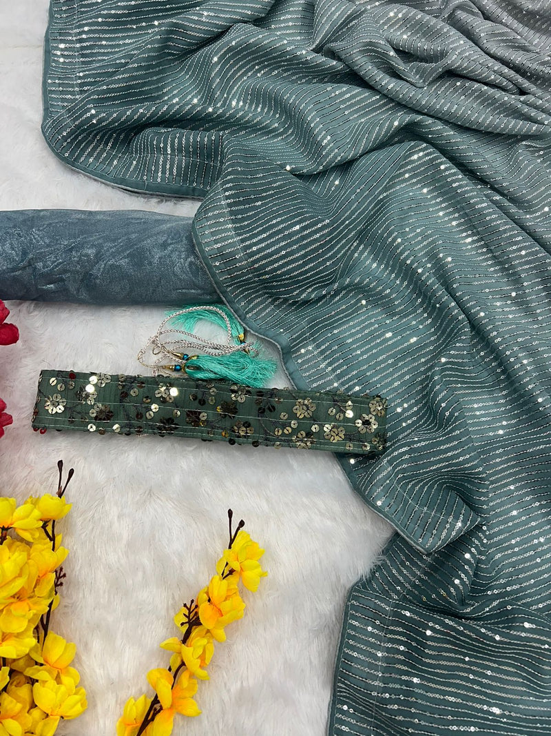 Beautiful Sequence Embroidery Work Saree Anant Tex Exports Private Limited