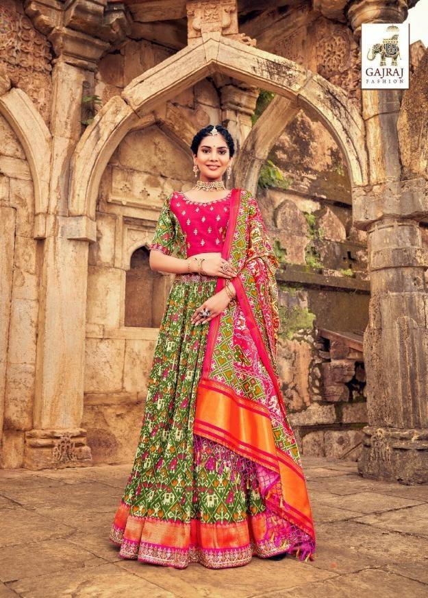 Gaji 8000 Series Smooth Silk With Patola Style Lehenga