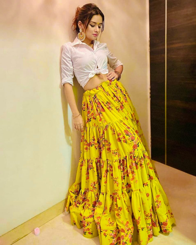 Latest Shirt Style Top with Printed Lehenga Anant Tex Exports Private Limited