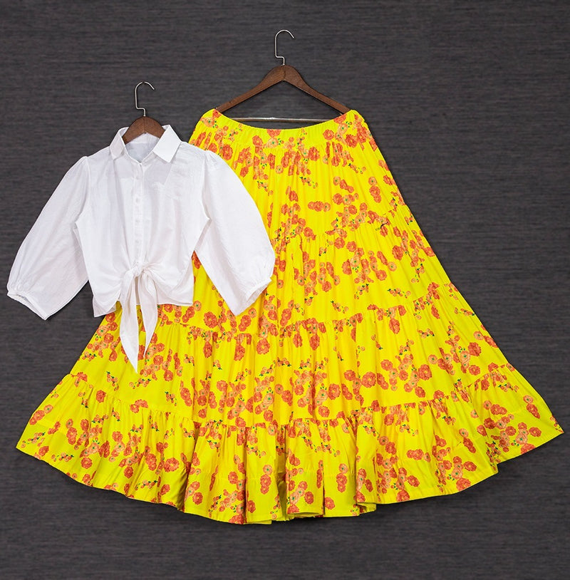 Latest Shirt Style Top with Printed Lehenga Anant Tex Exports Private Limited