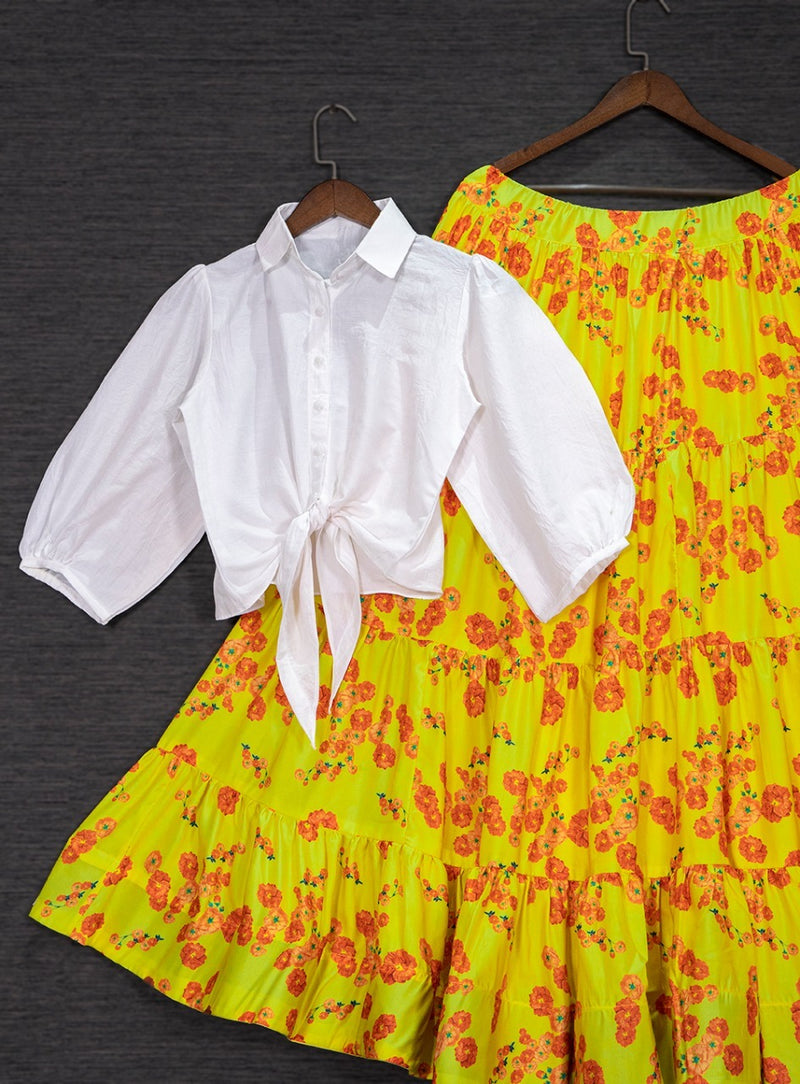 Latest Shirt Style Top with Printed Lehenga Anant Tex Exports Private Limited