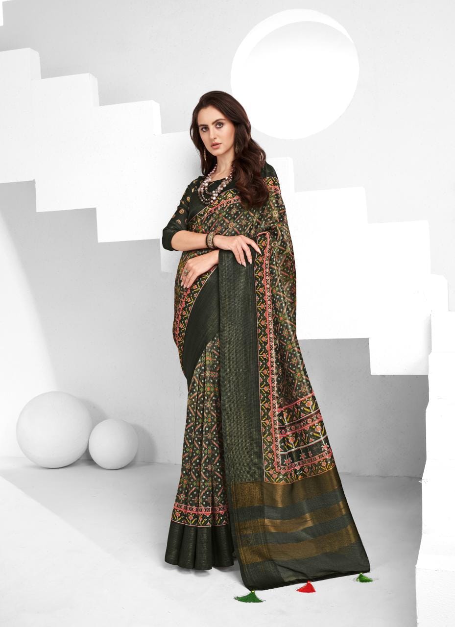 Sumitrasachi Falak Tissue Ajrakh Printed Designer Saree Anant Tex Exports Private Limited