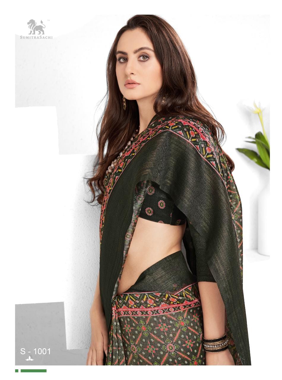 Sumitrasachi Falak Tissue Ajrakh Printed Designer Saree Anant Tex Exports Private Limited