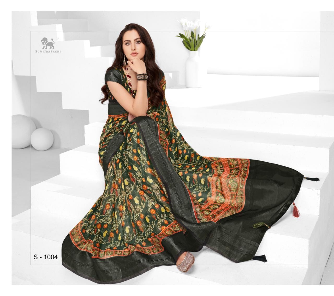 Sumitrasachi Falak Tissue Ajrakh Printed Designer Saree Anant Tex Exports Private Limited