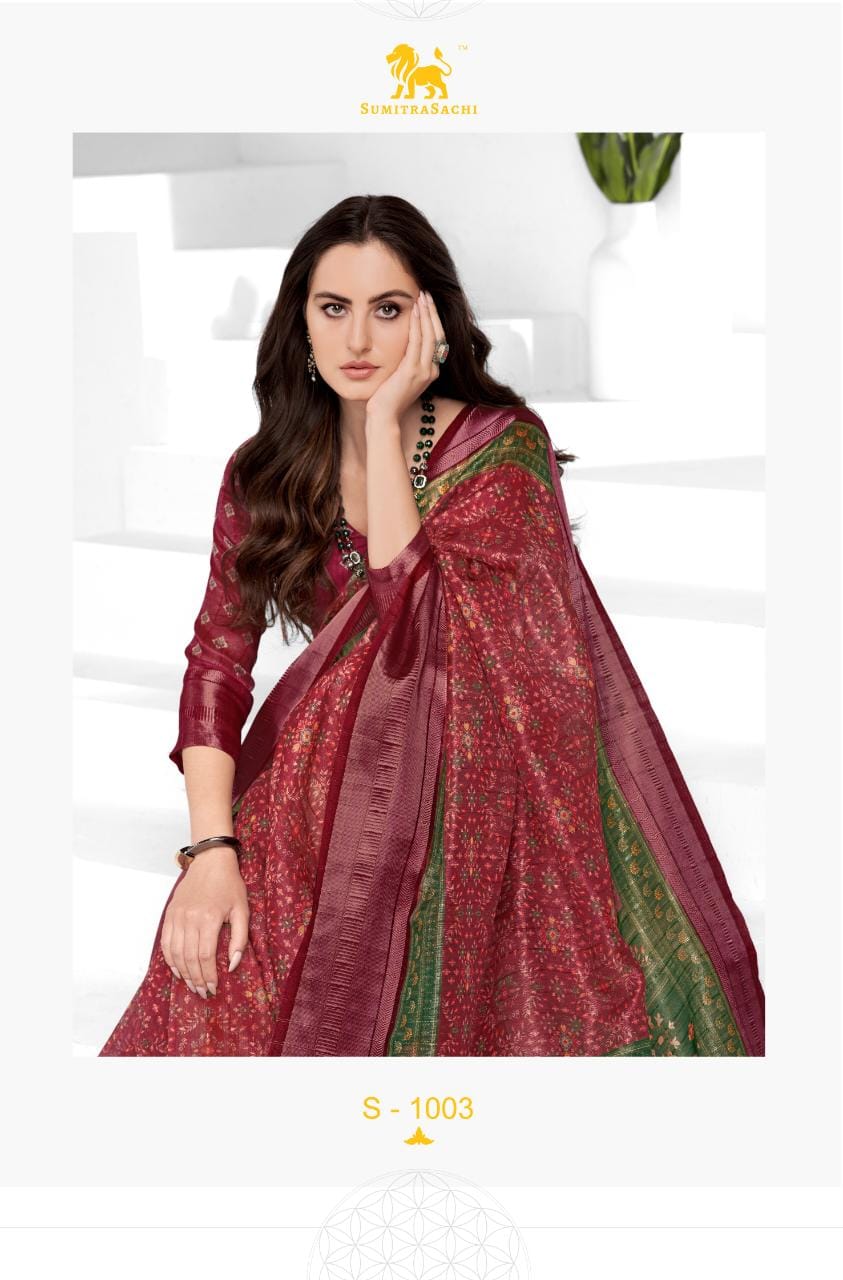 Sumitrasachi Falak Tissue Ajrakh Printed Designer Saree Anant Tex Exports Private Limited