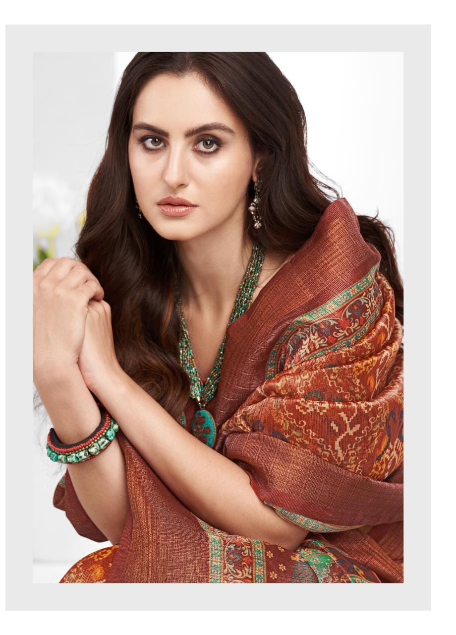 Sumitrasachi Falak Tissue Ajrakh Printed Designer Saree Anant Tex Exports Private Limited