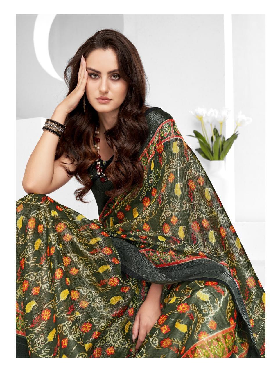 Sumitrasachi Falak Tissue Ajrakh Printed Designer Saree Anant Tex Exports Private Limited