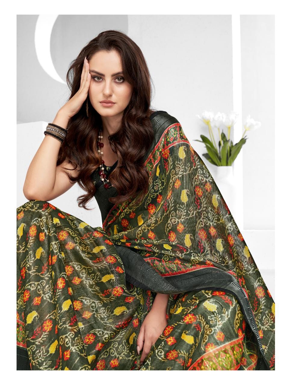 Sumitrasachi Falak Tissue Ajrakh Printed Designer Saree Anant Tex Exports Private Limited