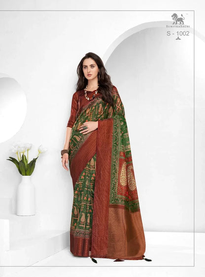 Sumitrasachi Falak Tissue Ajrakh Printed Designer Saree Anant Tex Exports Private Limited