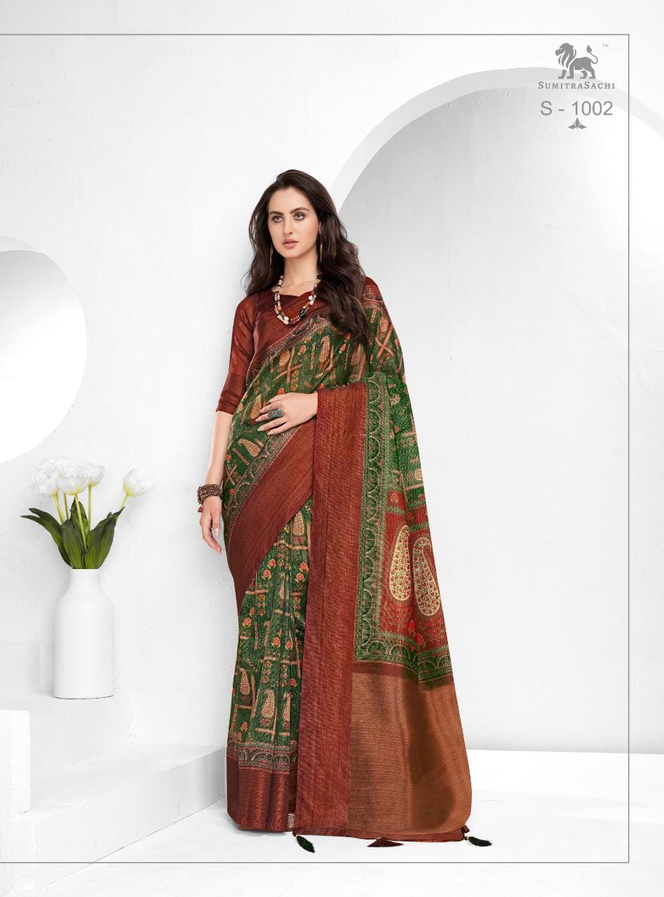 Sumitrasachi Falak Tissue Ajrakh Printed Designer Saree Anant Tex Exports Private Limited
