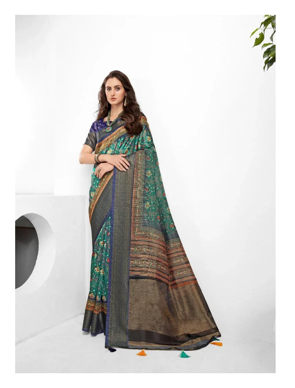 Sumitrasachi Falak Tissue Ajrakh Printed Designer Saree Anant Tex Exports Private Limited