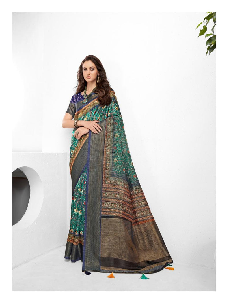 Sumitrasachi Falak Tissue Ajrakh Printed Designer Saree Anant Tex Exports Private Limited