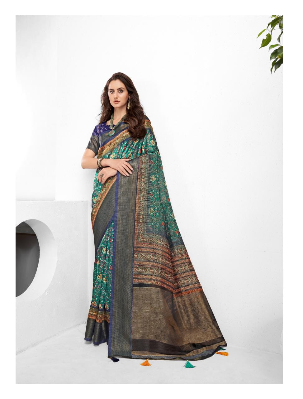 Sumitrasachi Falak Tissue Ajrakh Printed Designer Saree Anant Tex Exports Private Limited