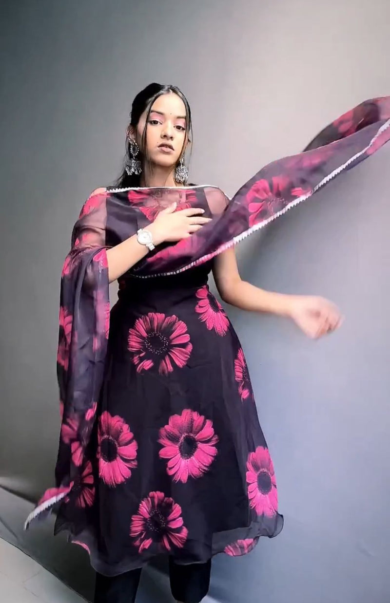 Floral print Organza Suit Anant Tex Exports Private Limited