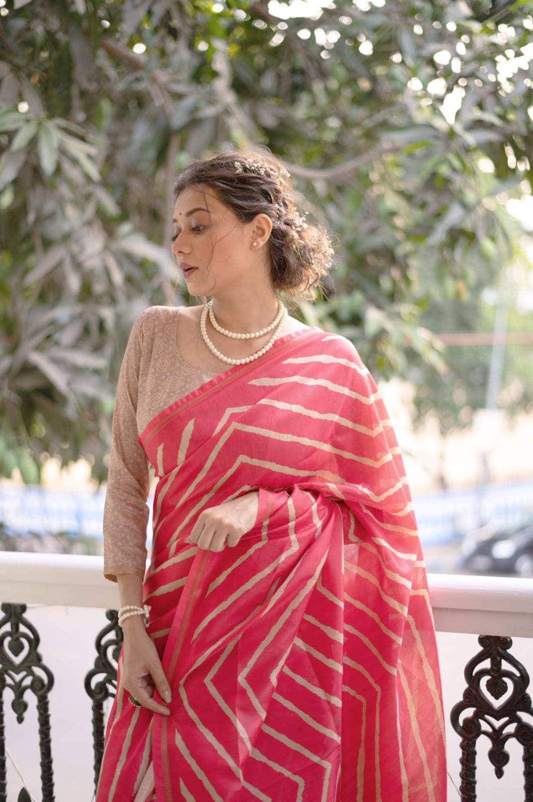 LEHERIYA SAREE WITH KALAMKARI PEACOCK PALLU Anant Tex Exports Private Limited