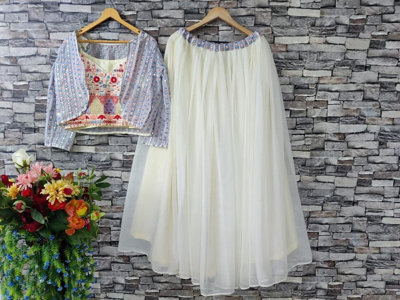 WHITE DESIGNER WEAR EMBROIDERED WORK LEHENGA CHOLI Anant Tex Exports Private Limited